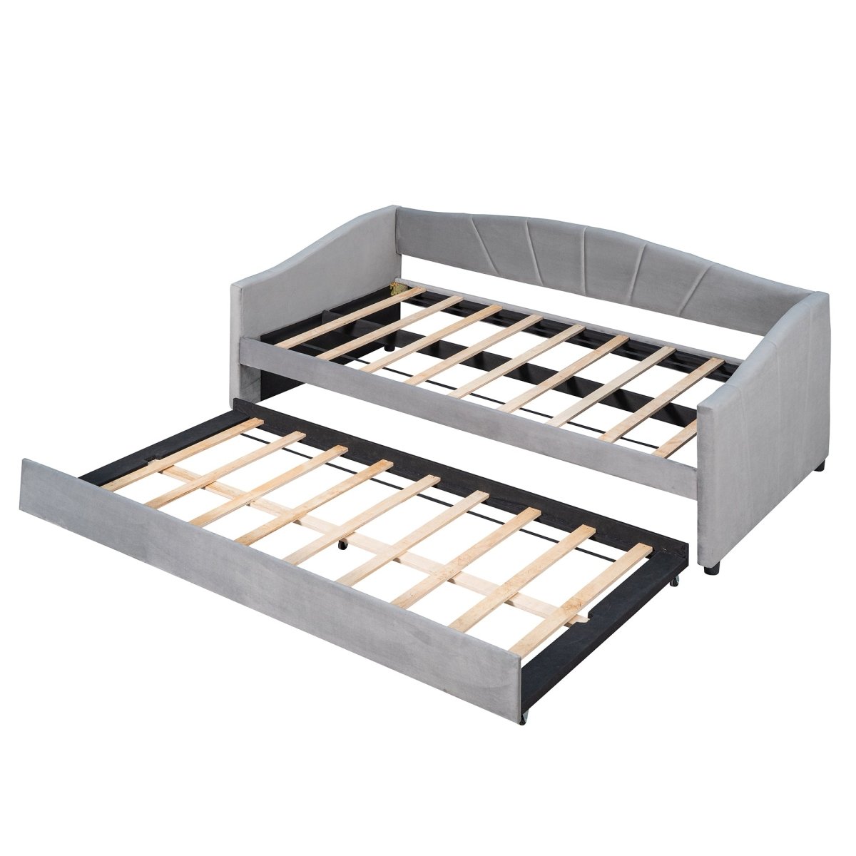 Upholstered Twin Daybed With Trundle And Wood Slats - Restanew - Sleep Galleria