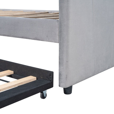 Upholstered Twin Daybed With Trundle And Wood Slats - Restanew - Sleep Galleria