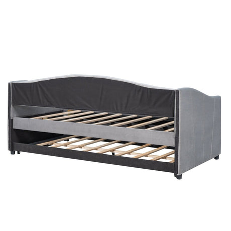 Upholstered Twin Daybed With Trundle And Wood Slats - Restanew - Sleep Galleria