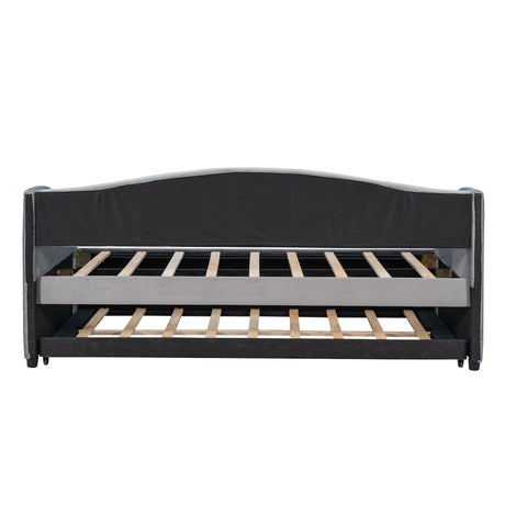 Upholstered Twin Daybed With Trundle And Wood Slats - Restanew - Sleep Galleria