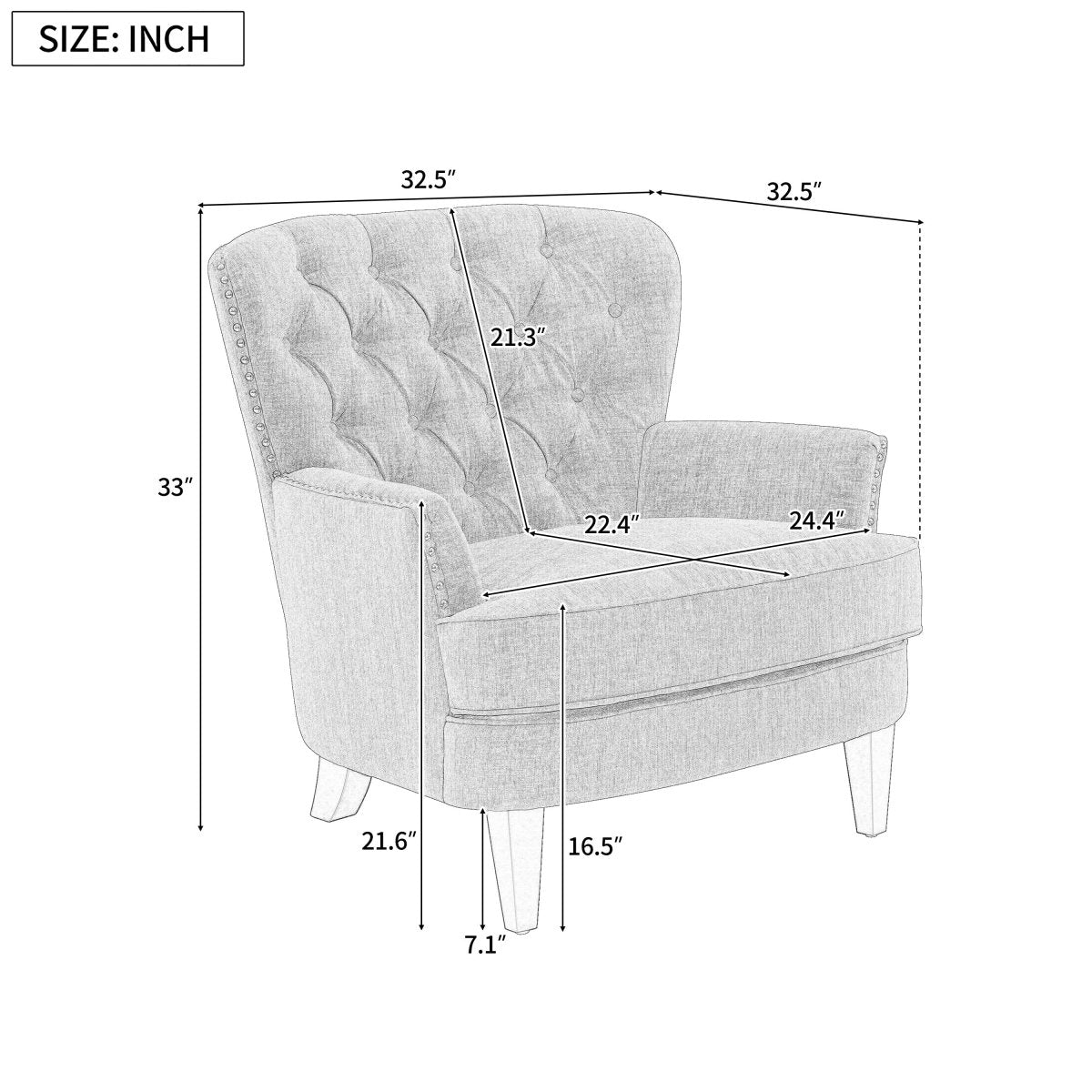 Vintage - Inspired Tufted Nailhead Trim Accent Chair - Restanew - Sleep Galleria