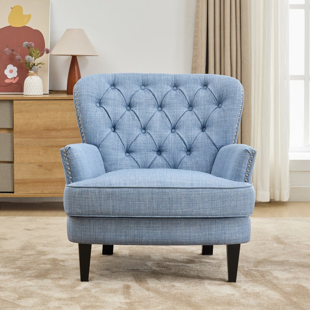 Vintage - Inspired Tufted Nailhead Trim Accent Chair - Restanew - Sleep Galleria