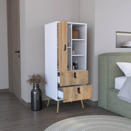 White Macadamia Pine Wood Bedroom Dresser With Storage - Sleep Galleria