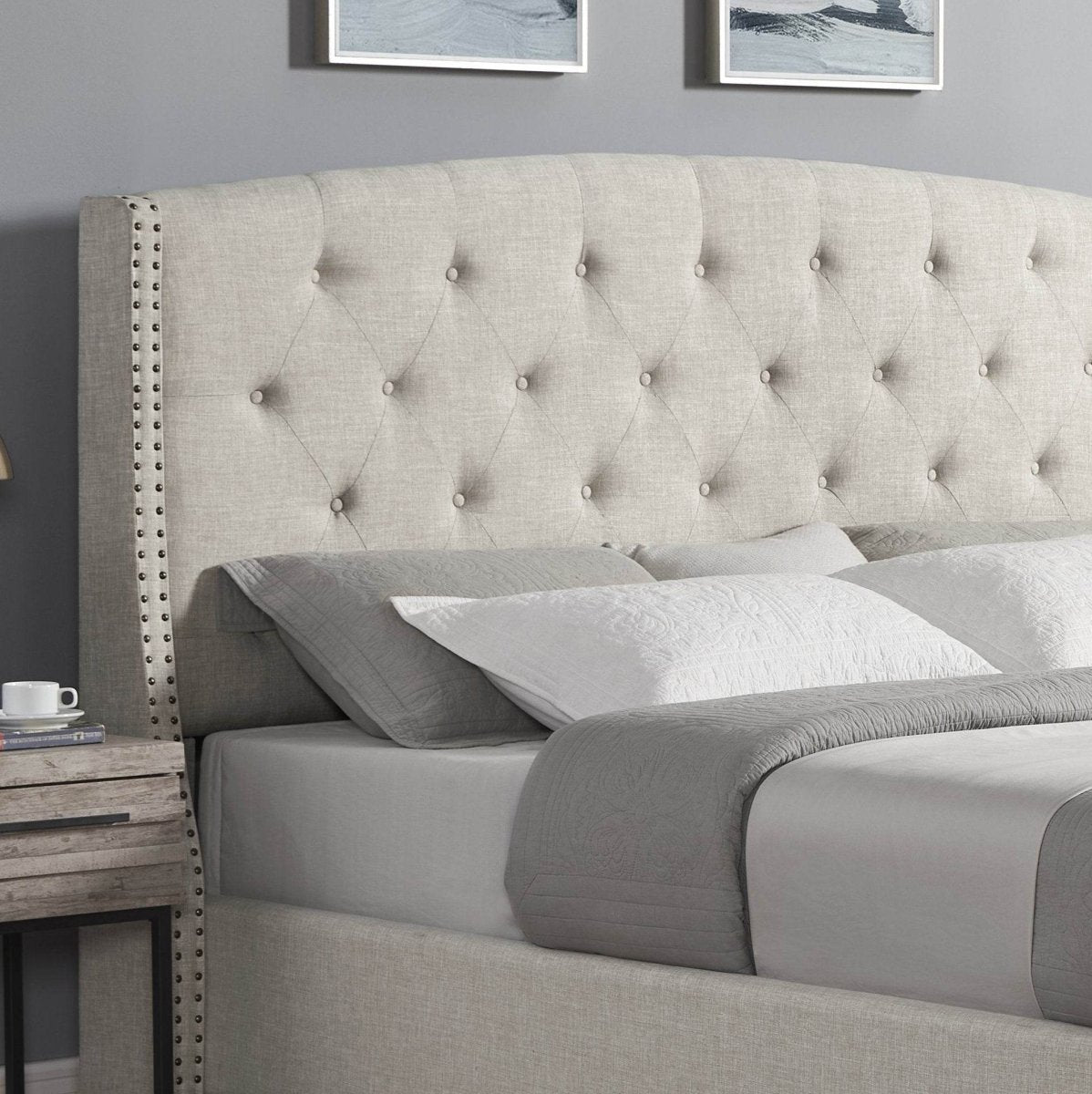 3-Piece Upholstered Tufted Wingback Bed Frame Set - Sleep Galleria