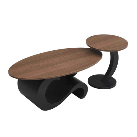 2 - Piece Black Nesting MDF Metal Coffee Table Set - Serenova - Sleep Galleria