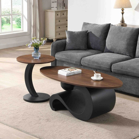 2 - Piece Black Nesting MDF Metal Coffee Table Set - Serenova - Sleep Galleria