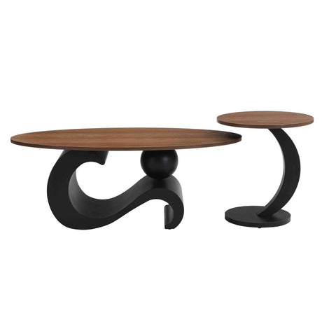 2 - Piece Black Nesting MDF Metal Coffee Table Set - Serenova - Sleep Galleria