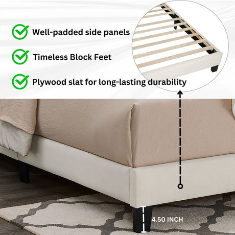 2 - Piece Plush Upholstered Platform Bed Frame Set - Serenova - Sleep Galleria