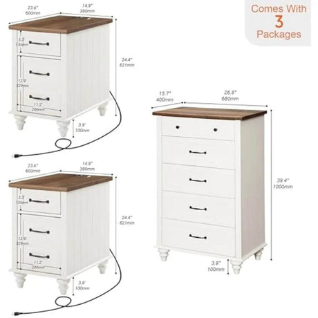 3-Piece Modern Bedroom Furniture Set With Charging Station - Sleep Galleria