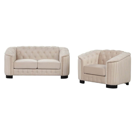 3 - Piece Velvet Sofa Set With Rubber Wood Legs - Serenova - Sleep Galleria