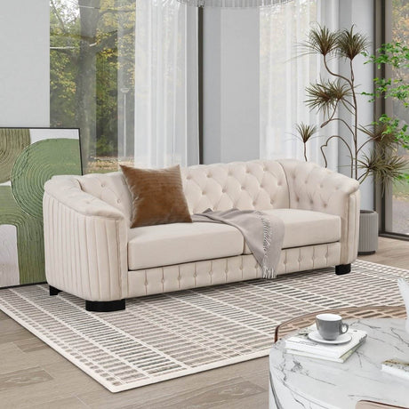 3 - Piece Velvet Sofa Set With Rubber Wood Legs - Serenova - Sleep Galleria