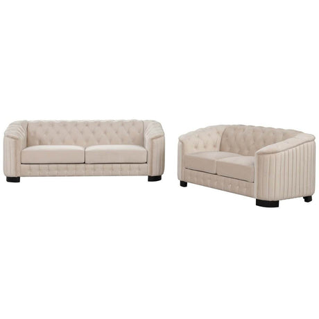 3 - Piece Velvet Sofa Set With Rubber Wood Legs - Serenova - Sleep Galleria