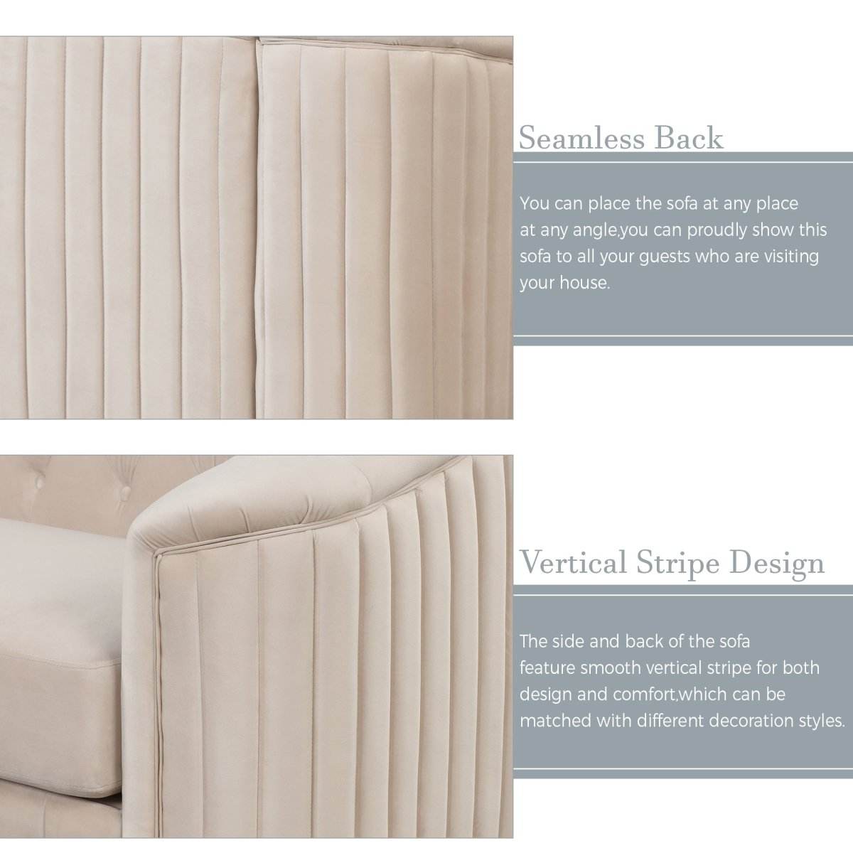 3-Piece Velvet Sofa Set With Rubber Wood Legs - Sleep Galleria
