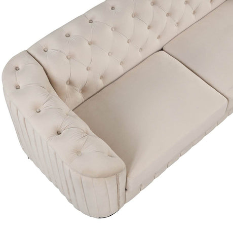 3 - Piece Velvet Sofa Set With Rubber Wood Legs - Serenova - Sleep Galleria