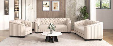 3 - Piece Velvet Sofa Set With Rubber Wood Legs - Serenova - Sleep Galleria