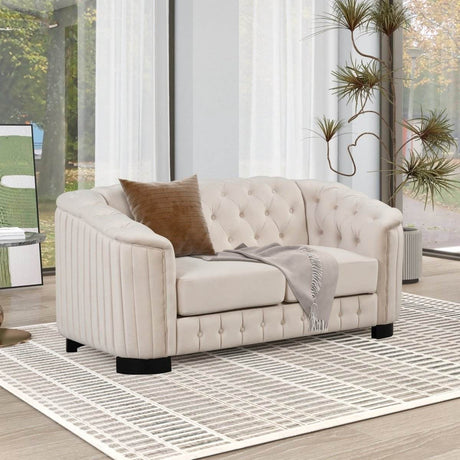 3 - Piece Velvet Sofa Set With Rubber Wood Legs - Serenova - Sleep Galleria
