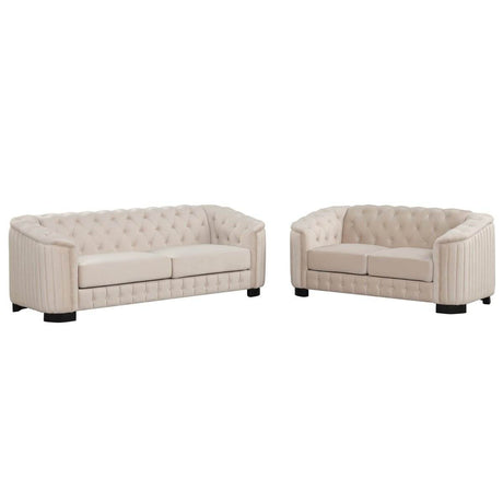 3 - Piece Velvet Sofa Set With Rubber Wood Legs - Serenova - Sleep Galleria