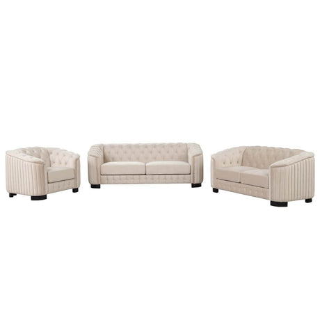 3 - Piece Velvet Sofa Set With Rubber Wood Legs - Serenova - Sleep Galleria