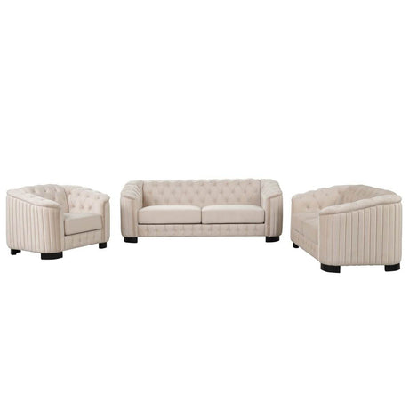 3 - Piece Velvet Sofa Set With Rubber Wood Legs - Serenova - Sleep Galleria