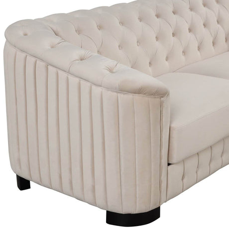 3 - Piece Velvet Sofa Set With Rubber Wood Legs - Serenova - Sleep Galleria