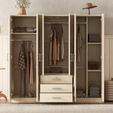 6 - Doors Modern Wooden Wardrobe With Drawers - Serenova - Sleep Galleria