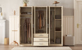 6 - Doors Modern Wooden Wardrobe With Drawers - Serenova - Sleep Galleria