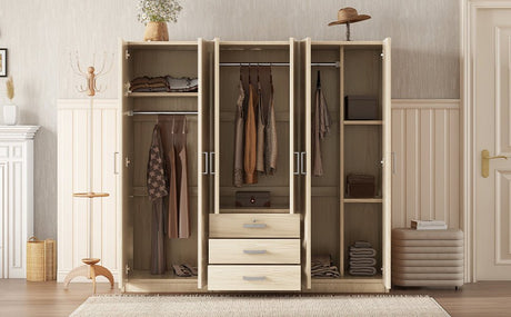 6 - Doors Modern Wooden Wardrobe With Drawers - Serenova - Sleep Galleria