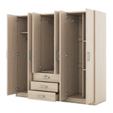 6 - Doors Modern Wooden Wardrobe With Drawers - Serenova - Sleep Galleria