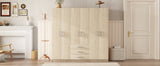 6 - Doors Modern Wooden Wardrobe With Drawers - Serenova - Sleep Galleria