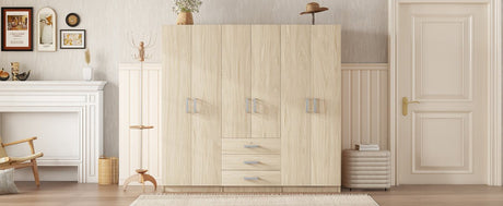 6 - Doors Modern Wooden Wardrobe With Drawers - Serenova - Sleep Galleria