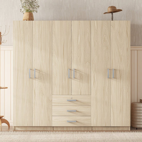 6 - Doors Modern Wooden Wardrobe With Drawers - Serenova - Sleep Galleria