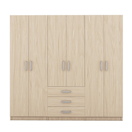 6 - Doors Modern Wooden Wardrobe With Drawers - Serenova - Sleep Galleria