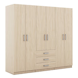 6 - Doors Modern Wooden Wardrobe With Drawers - Serenova - Sleep Galleria