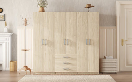 6 - Doors Modern Wooden Wardrobe With Drawers - Serenova - Sleep Galleria