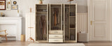 6 - Doors Modern Wooden Wardrobe With Drawers - Serenova - Sleep Galleria
