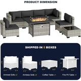 8-Piece Navy Blue PE Wicker Rattan Outdoor Furniture Set - Sleep Galleria