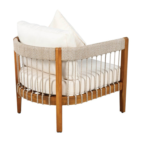 Acacia Wood Outdoor Club Chair With Handwoven Rope Accents - Serenova - Sleep Galleria