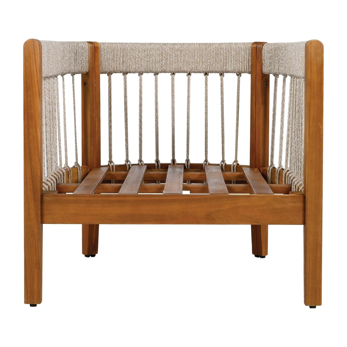 Acacia Wood Outdoor Club Chair With Handwoven Rope Accents - Sleep Galleria