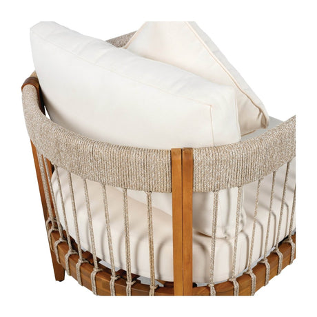 Acacia Wood Outdoor Club Chair With Handwoven Rope Accents - Serenova - Sleep Galleria