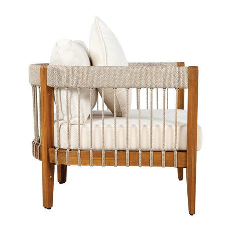 Acacia Wood Outdoor Club Chair With Handwoven Rope Accents - Serenova - Sleep Galleria