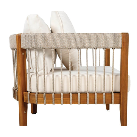 Acacia Wood Outdoor Club Chair With Handwoven Rope Accents - Serenova - Sleep Galleria