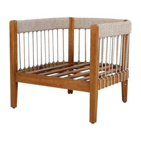 Acacia Wood Outdoor Club Chair With Handwoven Rope Accents - Serenova - Sleep Galleria