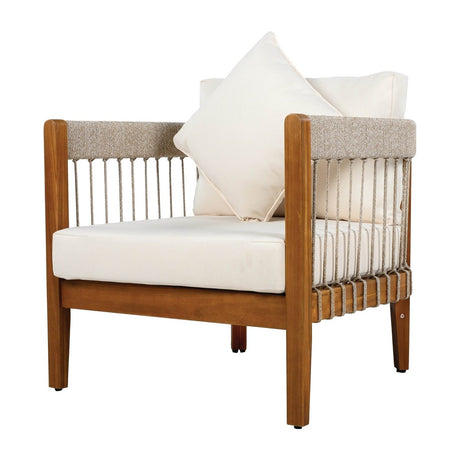Acacia Wood Outdoor Club Chair With Handwoven Rope Accents - Serenova - Sleep Galleria