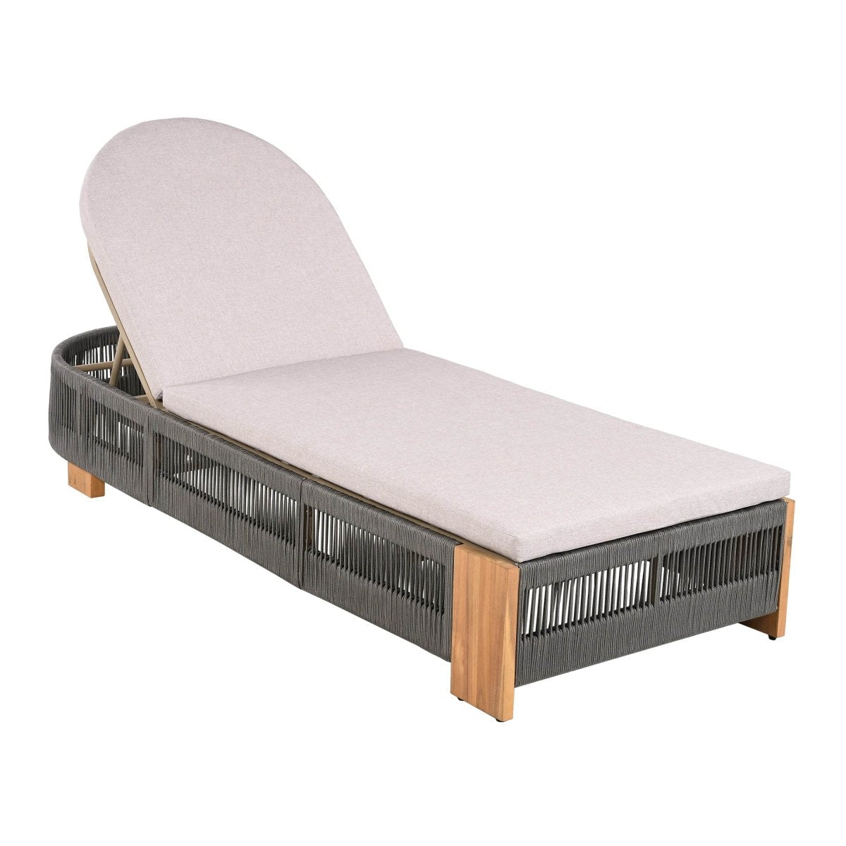 Adjustable Acacia Wood Outdoor Chaise Lounge Chair With Cushion - Sleep Galleria