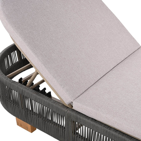 Adjustable Acacia Wood Outdoor Chaise Lounge Chair With Cushion - Serenova - Sleep Galleria