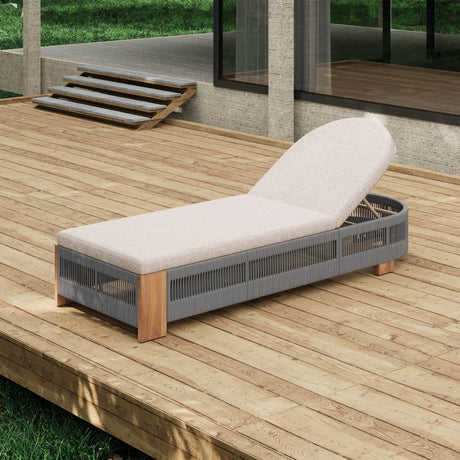 Adjustable Acacia Wood Outdoor Chaise Lounge Chair With Cushion - Serenova - Sleep Galleria