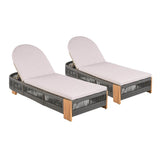 Adjustable Acacia Wood Outdoor Chaise Lounge Chair With Cushion - Sleep Galleria