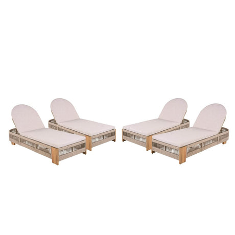 Adjustable Acacia Wood Outdoor Chaise Lounge With Cushion - Serenova - Sleep Galleria