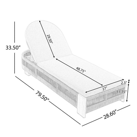 Adjustable Acacia Wood Outdoor Chaise Lounge With Cushion - Serenova - Sleep Galleria