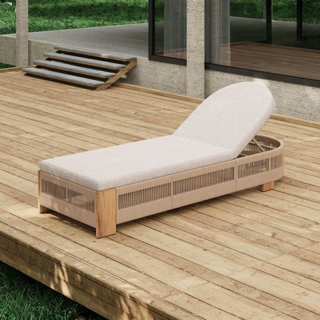 Adjustable Acacia Wood Outdoor Chaise Lounge With Cushion - Serenova - Sleep Galleria